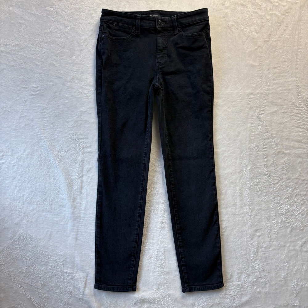 Talbots Jeans Women Sz‎ 2 Black Slim Ankle Denim Pants Casual